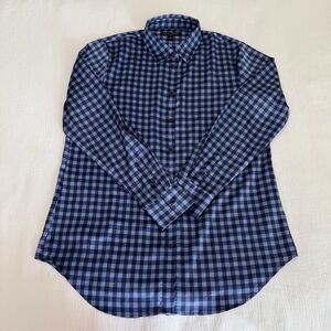 Banana Republic Woman’s Size M Button Down Shirt Plaid Blue Flowy Feel